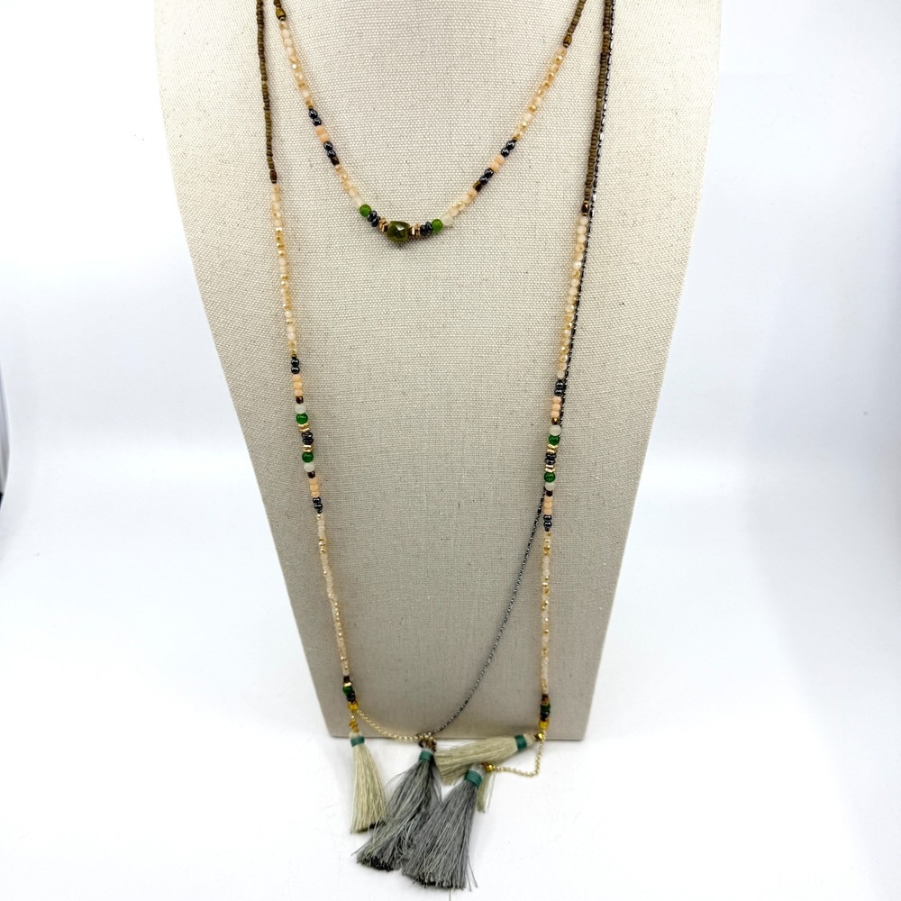 Y2K Layering Statement Beaded Tassel Necklace Boho Festival Chic Accessory Gift
